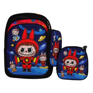 کوله پشتی مدرسه مدل لبوبو به همراه کیف غذا و جامدادی