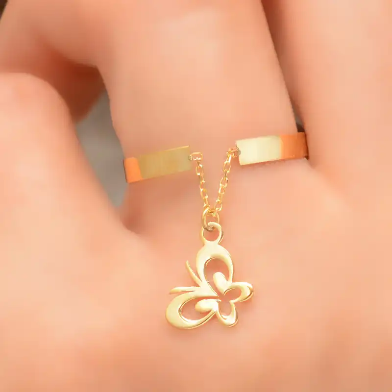 انگشتر طلا 18 عیار زنانه طلای مستجابی مدل پروانه کد 670158