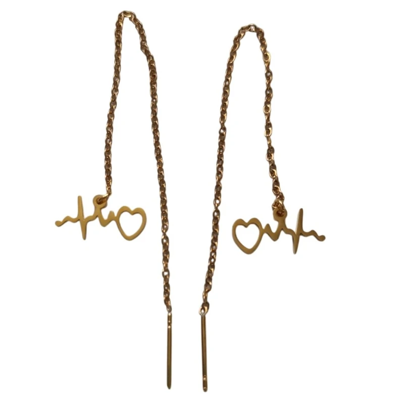 گوشواره بخیه‌ای زنانه مدل ضربان قلب