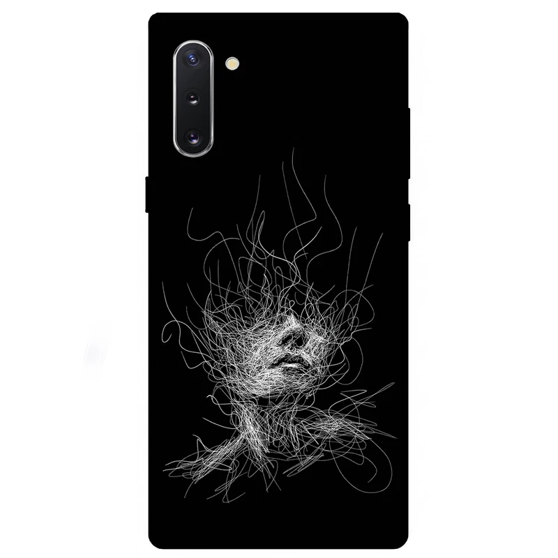 کاور مگافون طرح اسکچ صورت مدل 7423 مناسب برای گوشی موبایل سامسونگ Galaxy Note 10