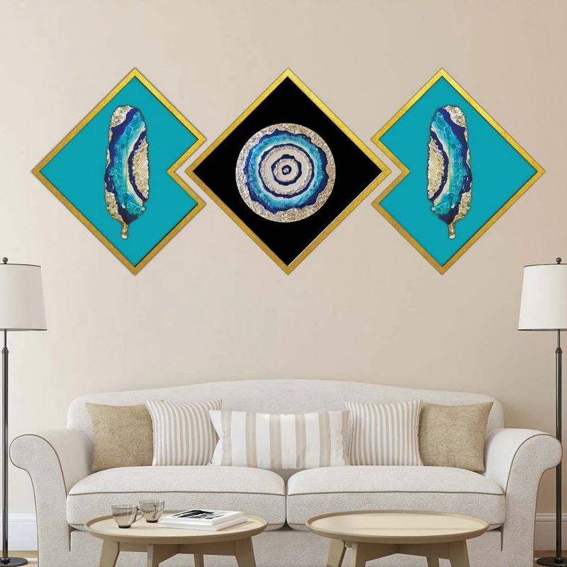 تابلو بکلیت طرح مدرن چشم نظر مدل شاین اکلیلی T-1943 مجموعه 3 عددی