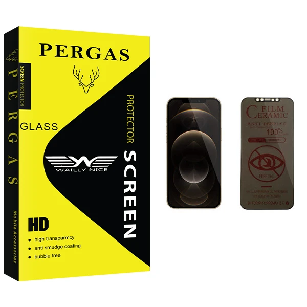 محافظ صفحه نمایش حریم شخصی وایلی نایس مدل Pergas Glass مناسب برای گوشی موبایل اپل iPhone 12 Pro Max