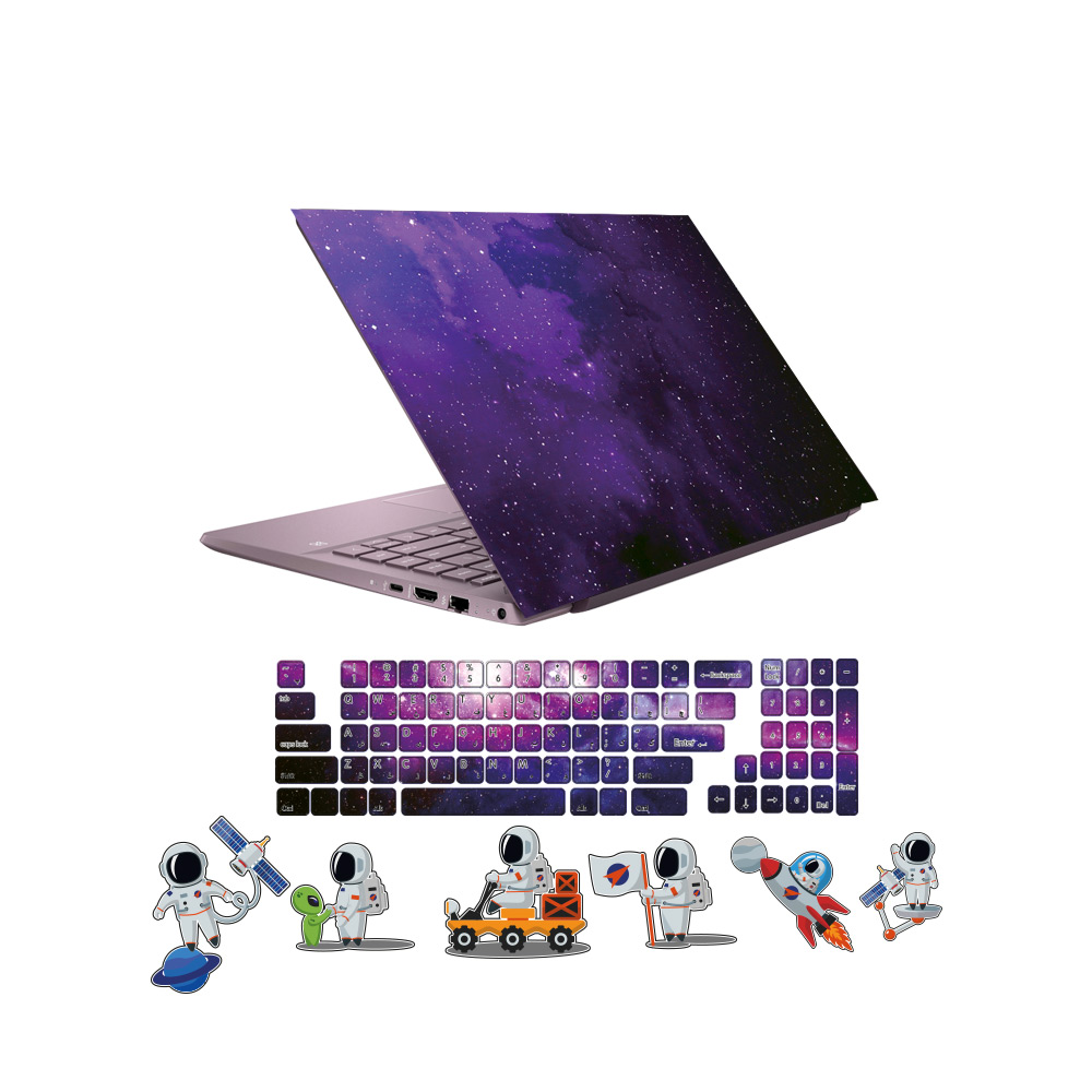 استیکر لپ تاپ گراسیپا طرح فضایی مناسب برای لپ تاپ 15 اینچی به همراه برچسب حروف فارسی کیبورد