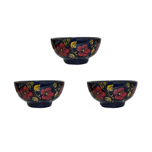 کاسه سفالی مدل ماست خوری طرح گل کد GH بسته 3 عددی
