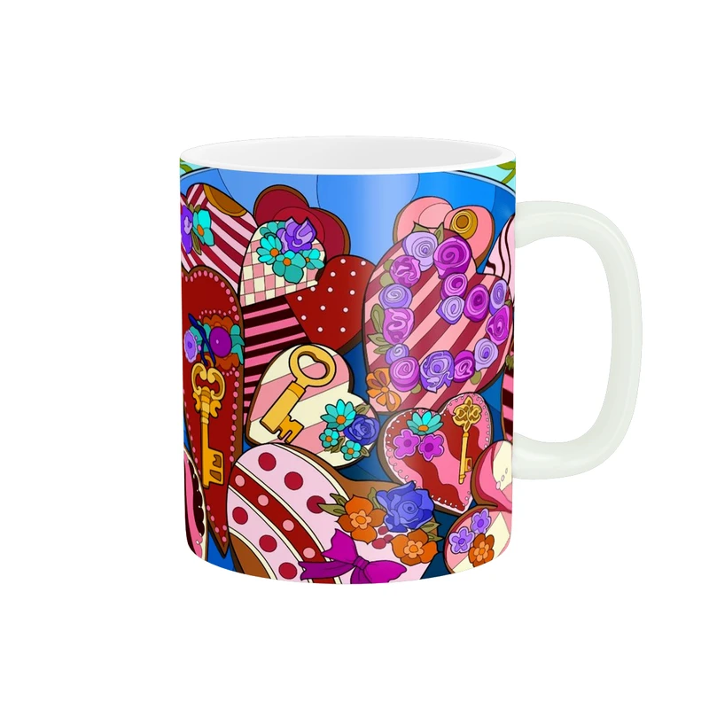 ماگ پادآفرین مدل عشق طرح قلب LOVE گل کد PM1574