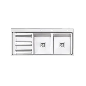 سینک ظرفشویی استیل توکار دو لگنه ایلیا استیل مدل 2080