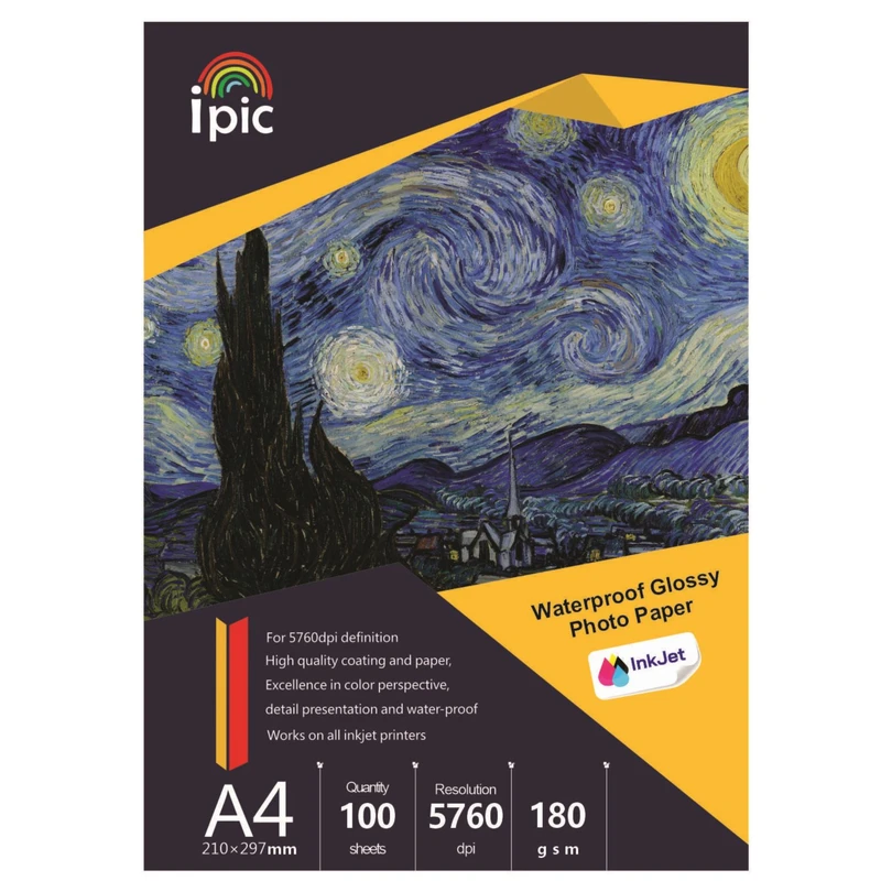 کاغذ فتو گلاسه آی پیک مدل 180 A4 بسته 100 عددی