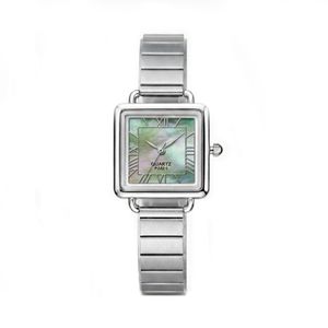 ساعت مچی عقربه‌ای کوارتز زنانه مدل مربع بند ریلی صدفی کلاسیک کد 128D