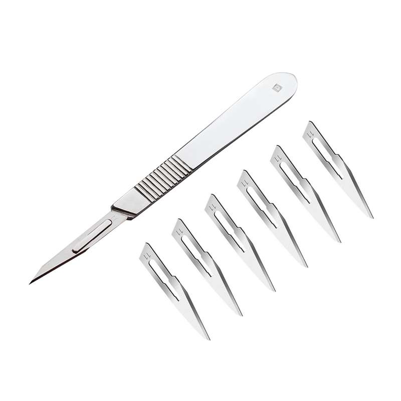 دسته تیغ جراحی پرایم استار مدل MRJXQI شماره 3 به همراه تیغ استریل هاینز هرنز کد SKJMRJN002369 بسته 7 عددی