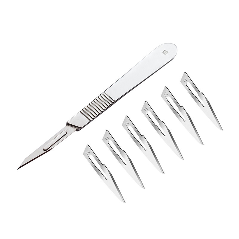 دسته تیغ جراحی پرایم استار مدل MRJXQI شماره 3 به همراه تیغ استریل هاینز هرنز کد SKJMRJN002369 بسته 7 عددی