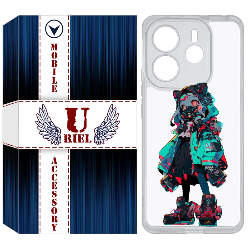 کاور یوریل مدل Clear کد 58 طرح دختر گربه ای مناسب برای گوشی موبایل شیائومی Redmi Note 14 4G