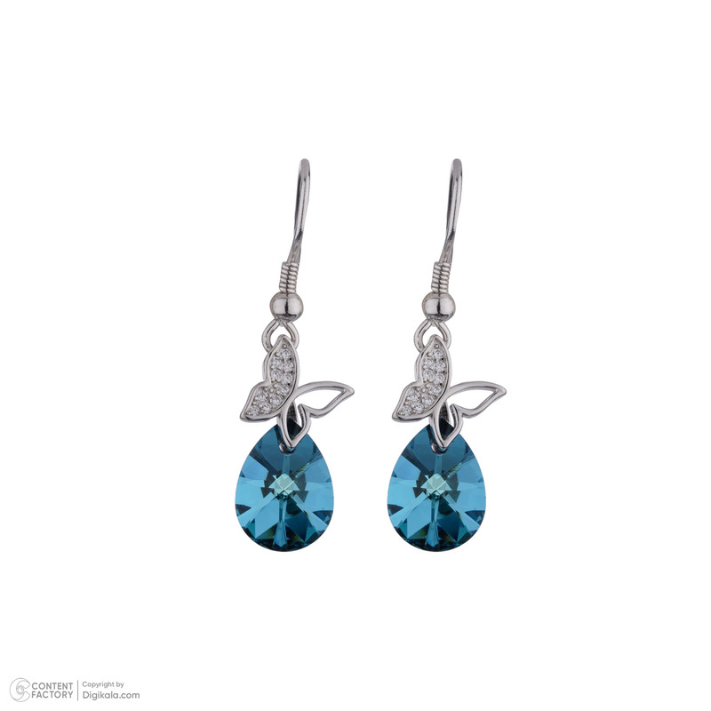 گوشواره نقره زنانه مدل اشک و پروانه کد 214854