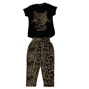 ست تی شرت و شلوارک دخترانه مدل پلنگی 255