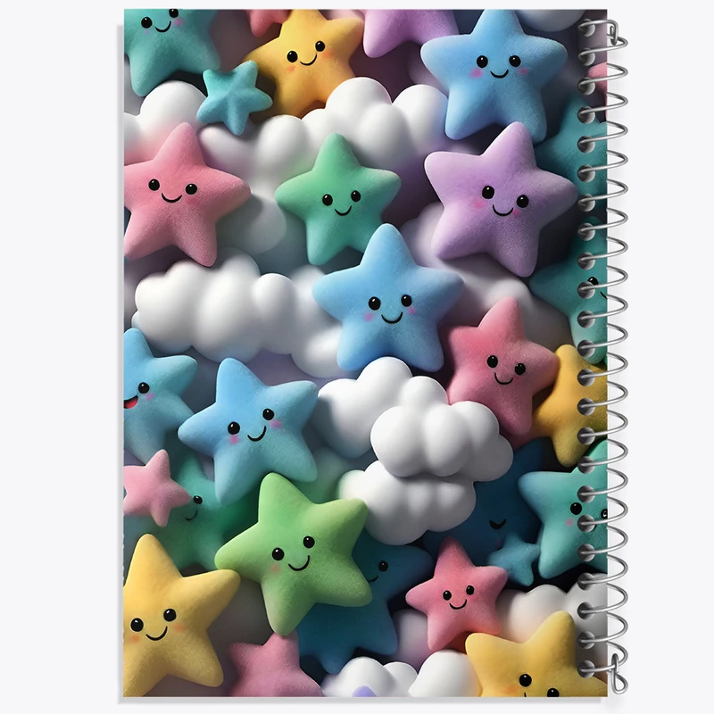 دفتر مشق 100 برگ خندالو طرح پترن ستاره ای کیوت کد N5356