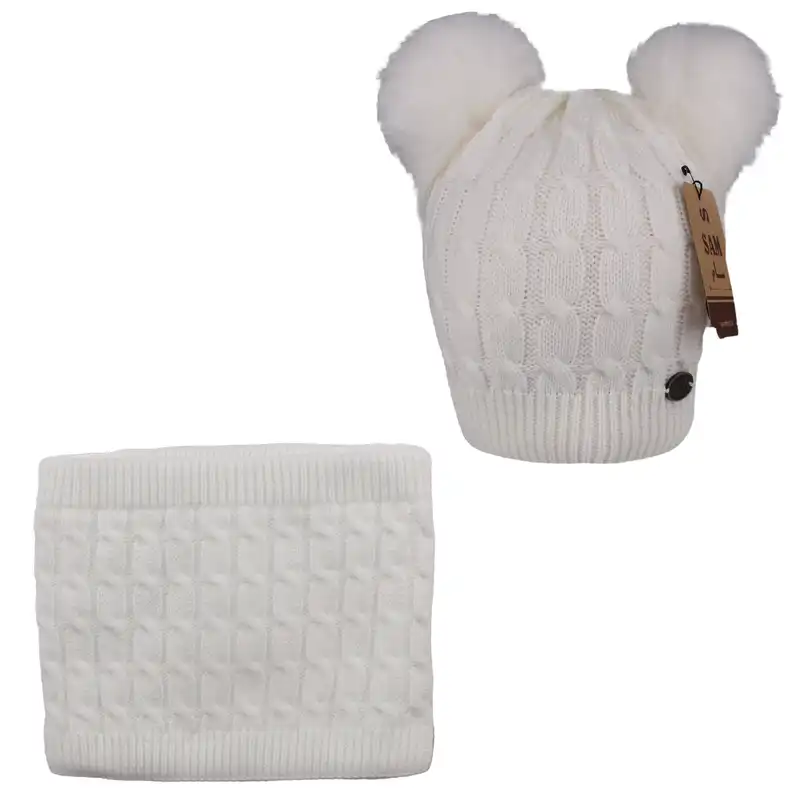 ست کلاه و شال گردن بافتنی مدل مادر فرزند بسته 2 عددی