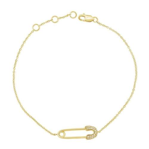  دستبند طلا 18 عیار زنانه قیراط طرح سنجاق کد GH6066