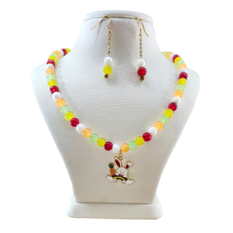 نیم ست دخترانه مدل خرگوش و هویج رنگین کمان