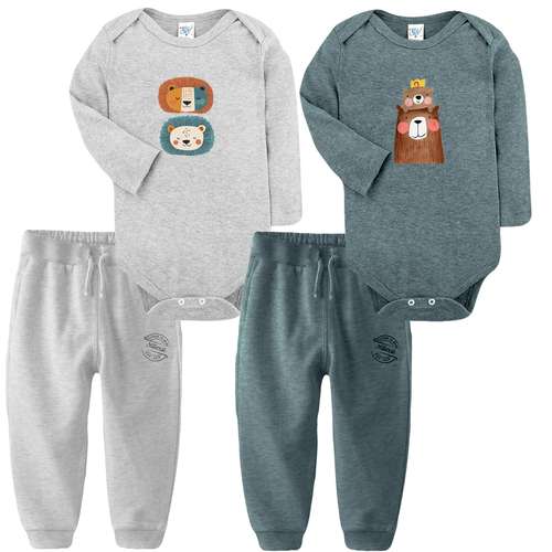 ست بادی آستین بلند و شلوار راحتی نوزادی نیل کوک مدل Wild DG مجموعه 2 عددی