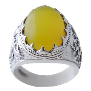 انگشتر نقره مردانه بازرگانی میلادی مدل عقیق شرف الشمس رکاب دستساز کد AM_979