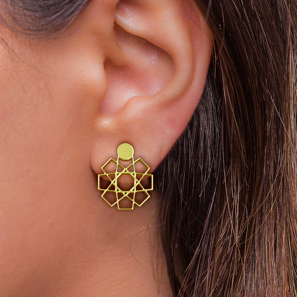 گوشواره طلا 18 عیار زنانه مدوپد مدل اسلیمی کد GA1-10064