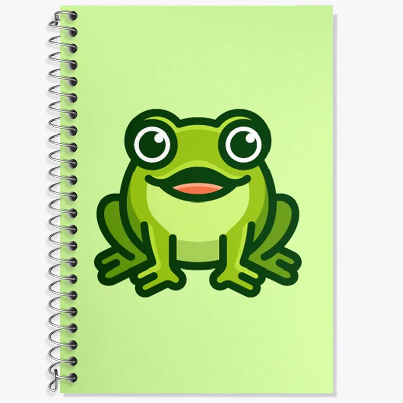 دفتر زبان 50 برگ خندالو مدل سه خط طرح حیوانات بامزه قورباغه کد 28210