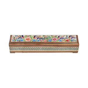 قلمدان خاتم کاری مدل نقاشی گل و مرغ