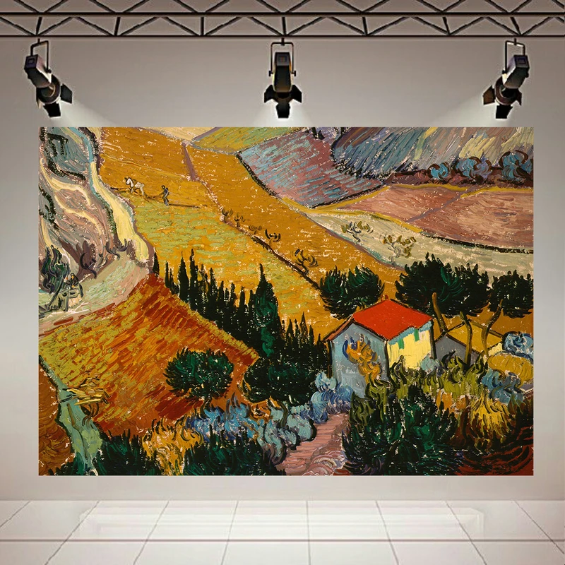 تابلو بوم طرح نقاشی کلاسیک روستا اثر ونگوگ کد AR32077