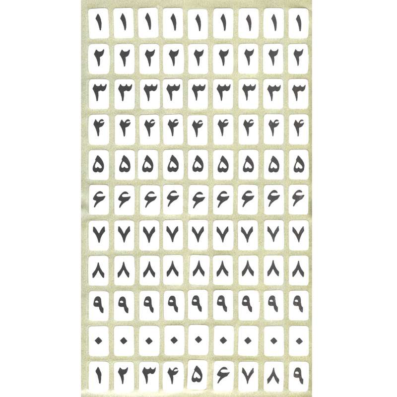 برجسب اعداد فارسی 1 الی 9 مدل F01 بسته 4 عددی