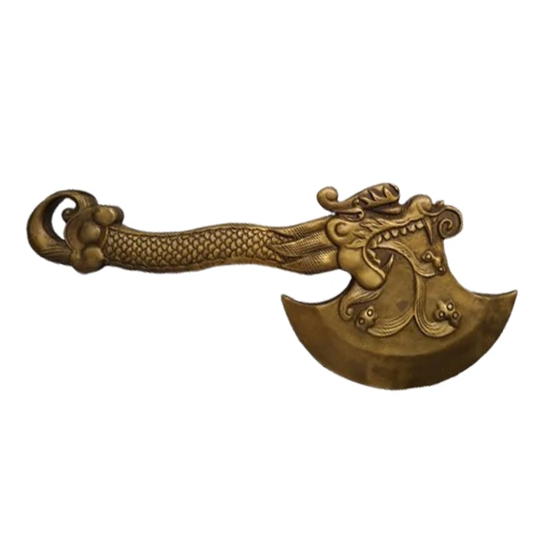 مجسمه برنزی مدل تبر اژدها طرح آتش در دهان کد 2CHINA