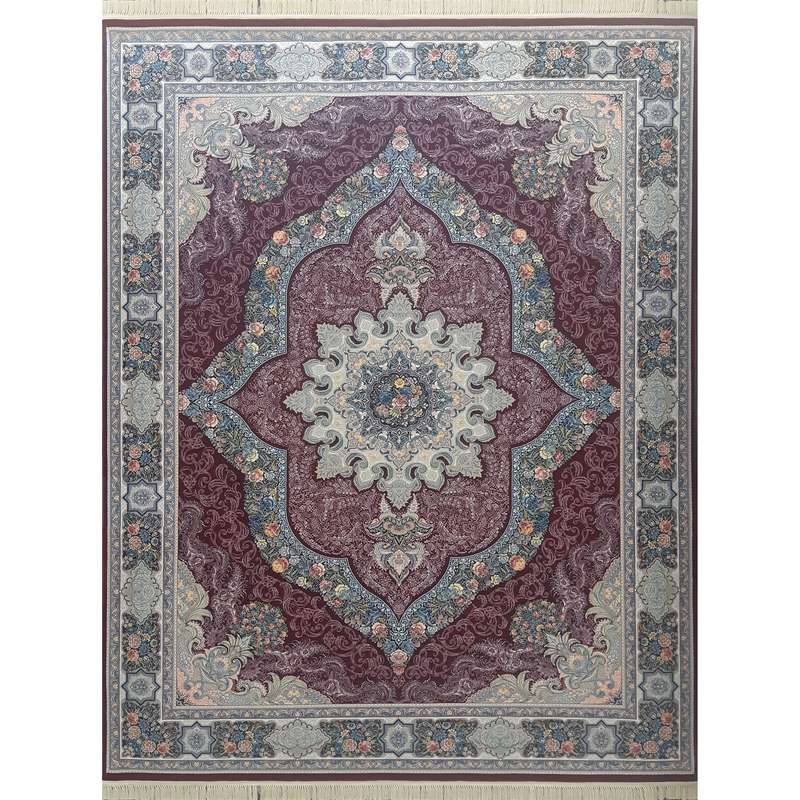 فرش ماشینی طرح ترنج مدل cvn1216 زمینه لاکی