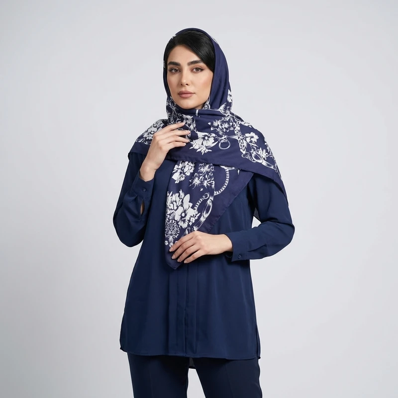 روسری زنانه ابریشم گل‌دار  کد 4301