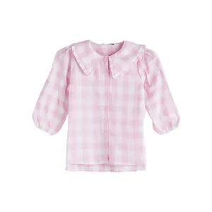 شومیز آستین سه ربع یقه ب ب زنانه ال سی وایکیکی مدل Plaid5434