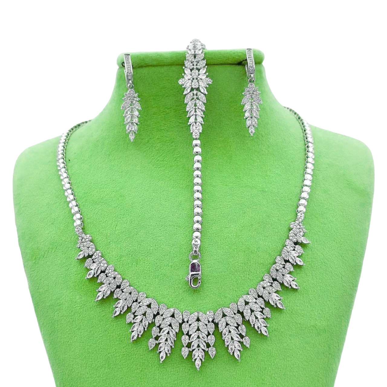 نیم ست نقره زنانه گالری رضازاده مدل جواهری کد 0174