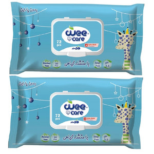 دستمال مرطوب کودک وی کر مدل عصاره جو و روغن پنبه دانه 2 بسته 72 عددی