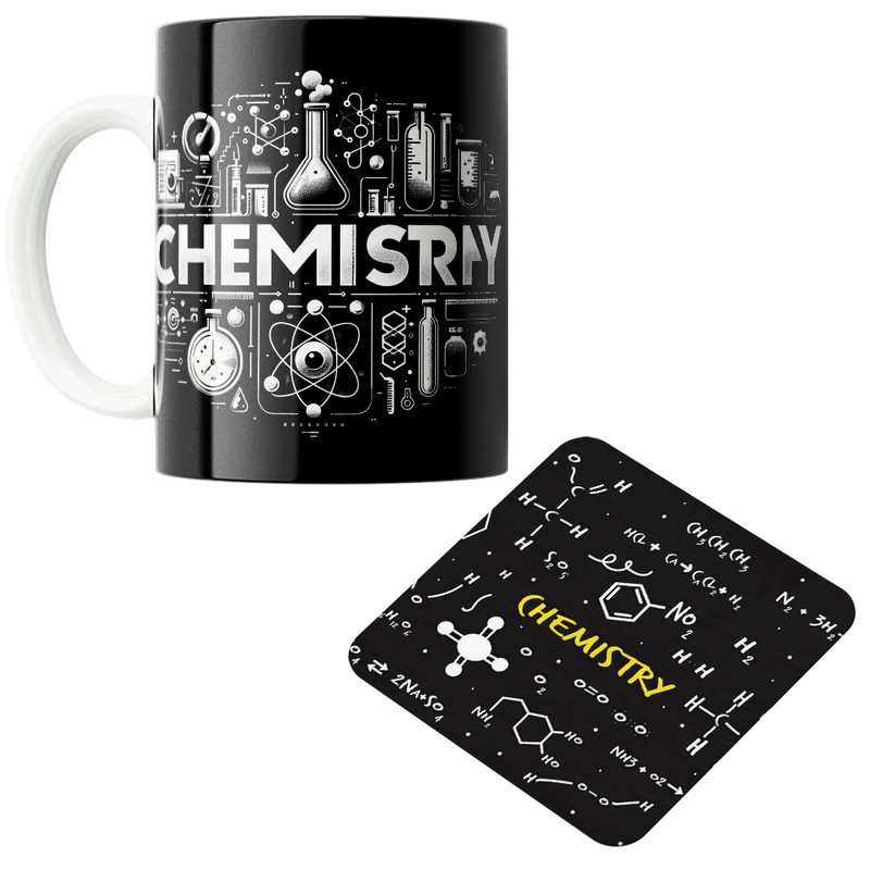 ماگ پاد آفرین مدل شیمی آزمایشگاه شیمیدان مهندس شیمی کد PZ412 به همراه زیرلیوانی