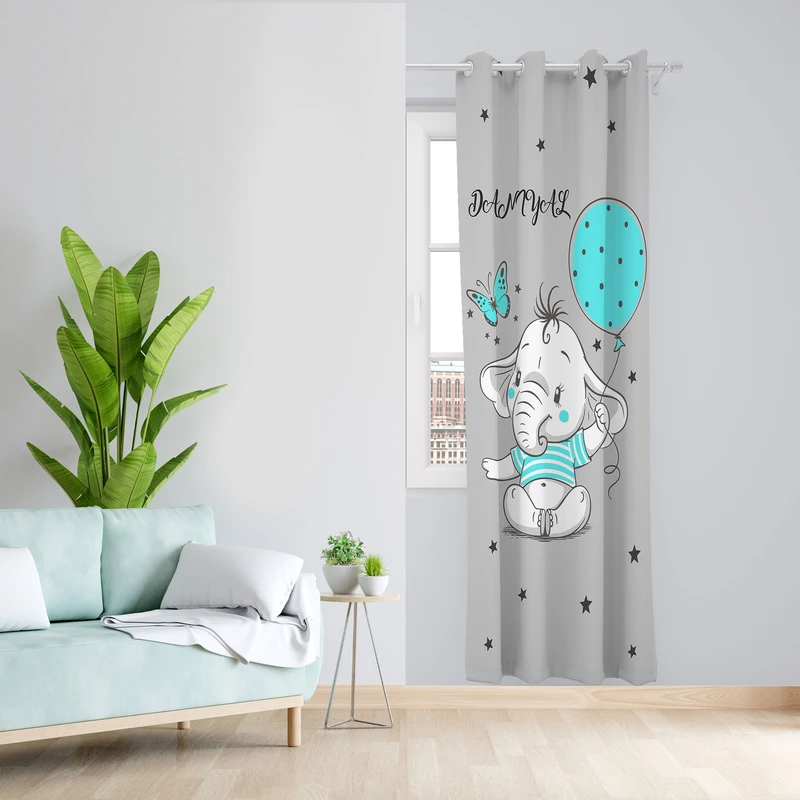 پرده مدل فیل بادکنک مخمل پانچی کد 1938 سایز 140x280 سانتی متر