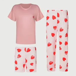 ست سه تکه لباس راحتی زنانه مدل قلب