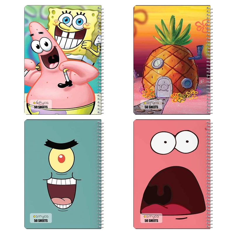 دفتر نقاشي 50 برگ کارنيکا طرح spong bob کد 46906 مجموعه 4 عددی