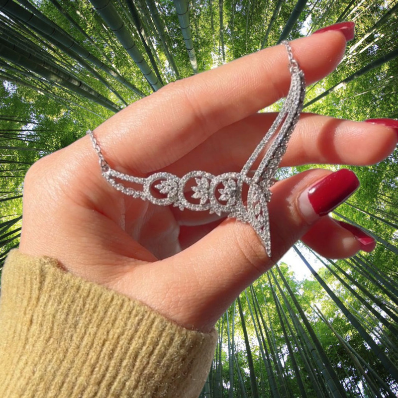 نیم ست نقره زنانه مدل پاپیون فلاور زنجیری 0114