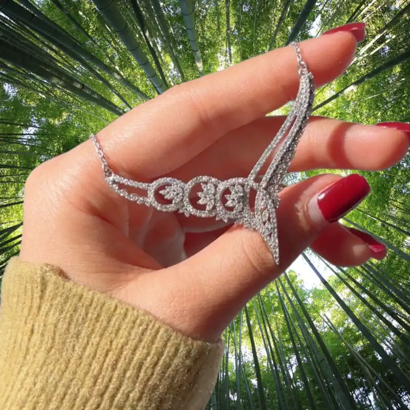 نیم ست نقره زنانه مدل پاپیون فلاور زنجیری 0114