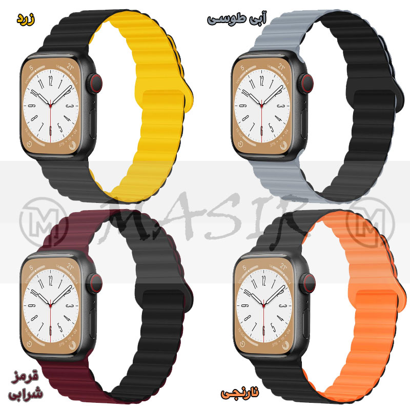 بند مسیر مدل Silicone Loop 2C Magnetic مناسب برای اپل واچ سری 1/2/3/4/5/6/7/8/9/SE سایز 38/40/41 میلی متری