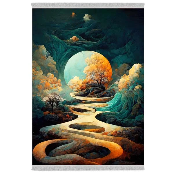 فرش پارچه‌ای دفه مدل فرشینه شانل مخمل طرح فانتزی کد 7251