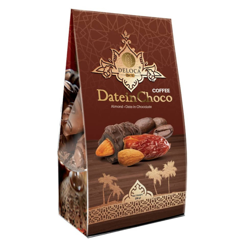 شکلات خرمایی مغزدار با طعم قهوه دلوکا - 250 گرم