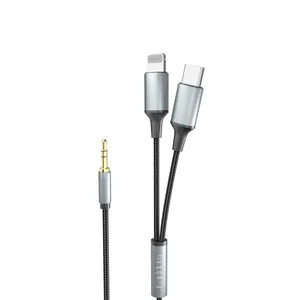 کابل تبدیل AUX به لایتنینگ / USB-C ارلدام مدل AUX71 طول 1.2 متر