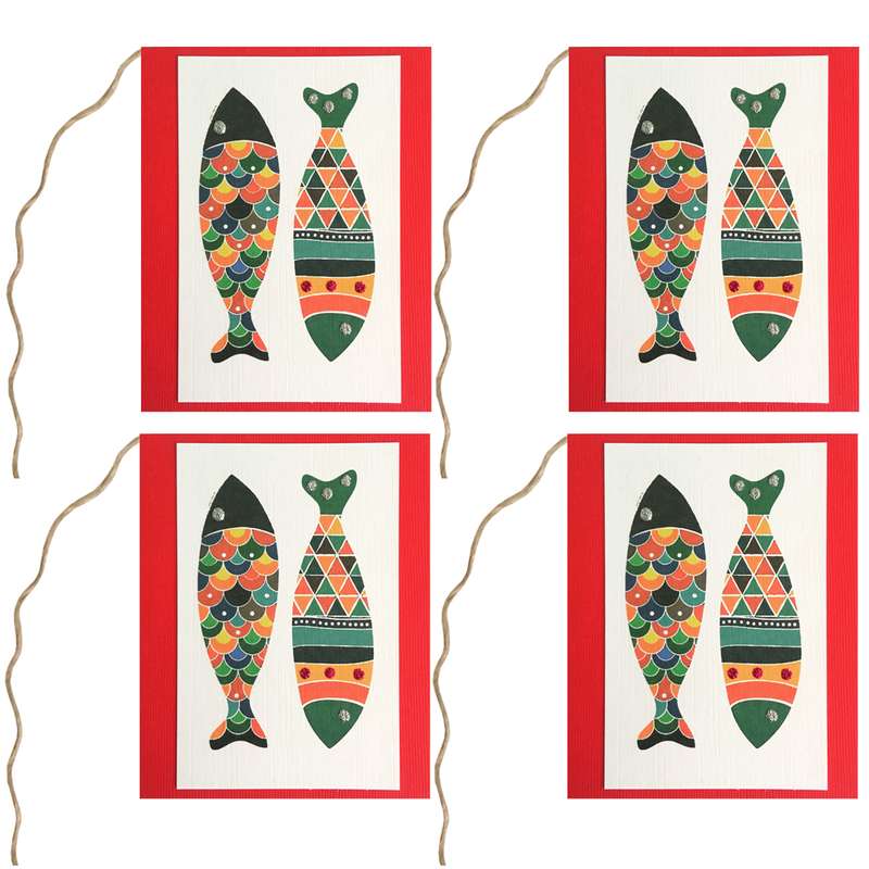 کارت پستال مدل کارت هدیه طرح ماهی عید کد 8 مجموعه 4 عددی 