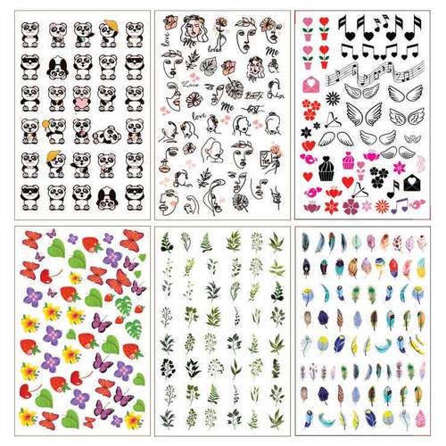 برچسب لنز ناخن طرح چهره طبیعت فانتزی کد N63 - بسته 6 عددی