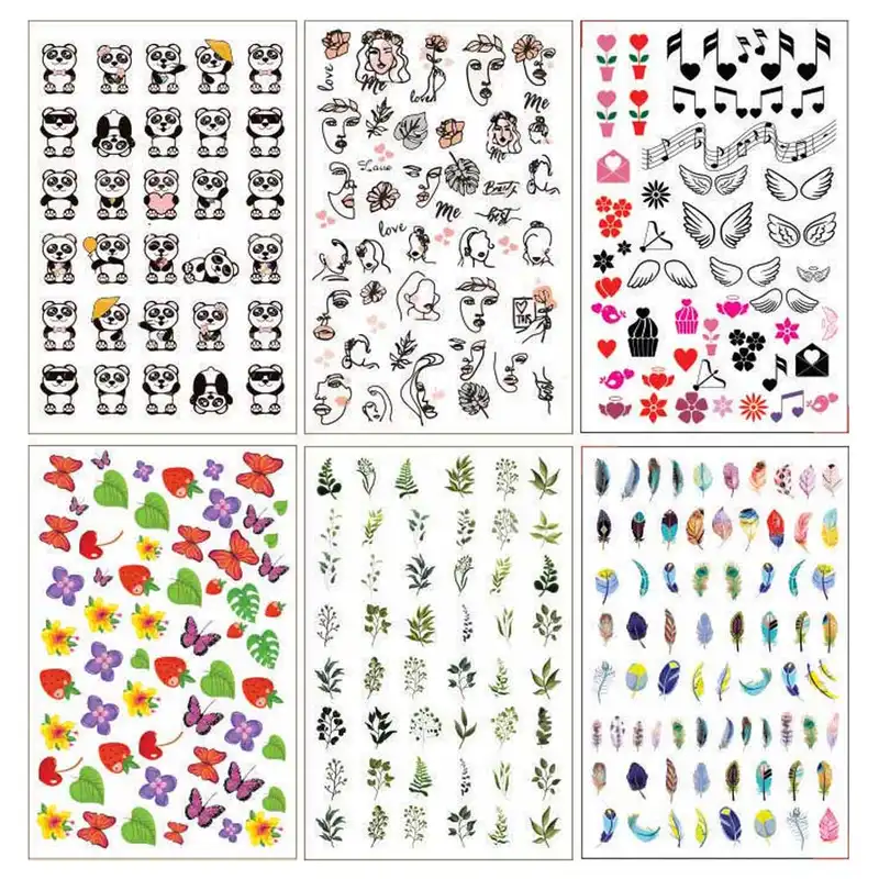 برچسب لنز ناخن طرح چهره طبیعت فانتزی کد N63 - بسته 6 عددی