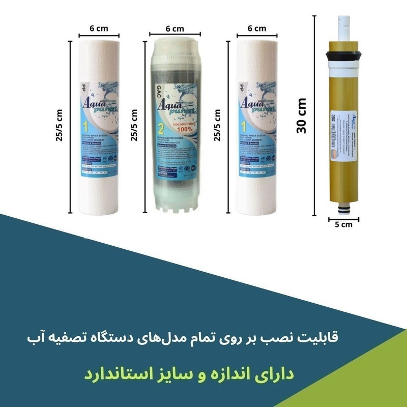 فیلتر دستگاه تصفیه کننده آب آکوا پیورست مدل PPM-75G مجموعه 4 عددی