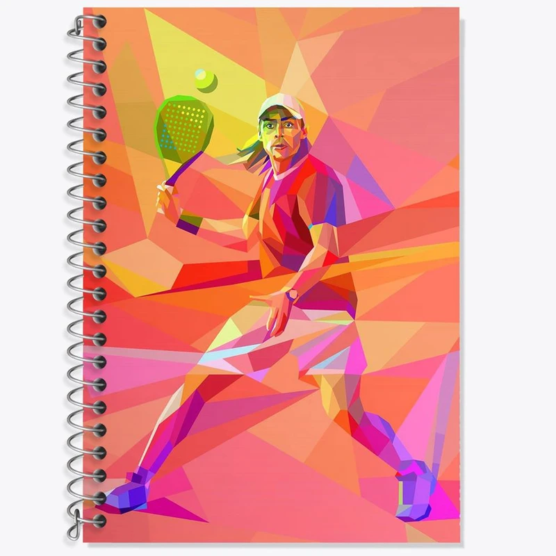 دفتر زبان 50 برگ خندالو مدل سه خط طرح تنیس Tennis کد 14606