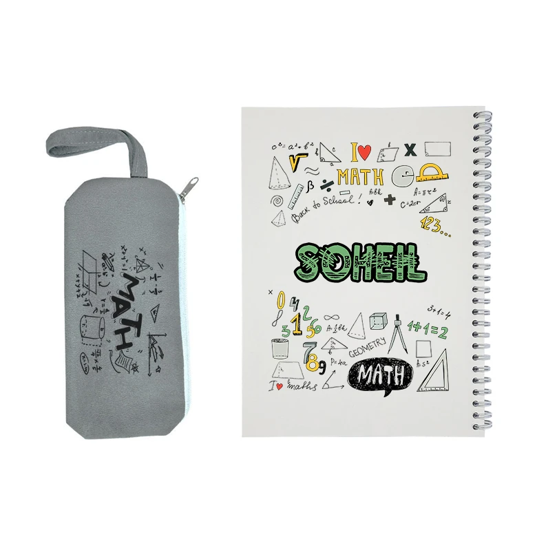 دفتر مشق 50 برگ طرح ریاضی مدل سهیل به همراه جامدادی